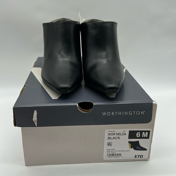 2513- Worthington Wor Nelda Black & Gold Mules Size 6 NWT with Box - Picture 7 of 12
